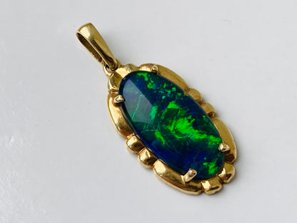 14ct Gold Black Opal Doublet Pendant