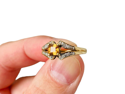 9ct Gold Imperial Topaz & Diamond Ring