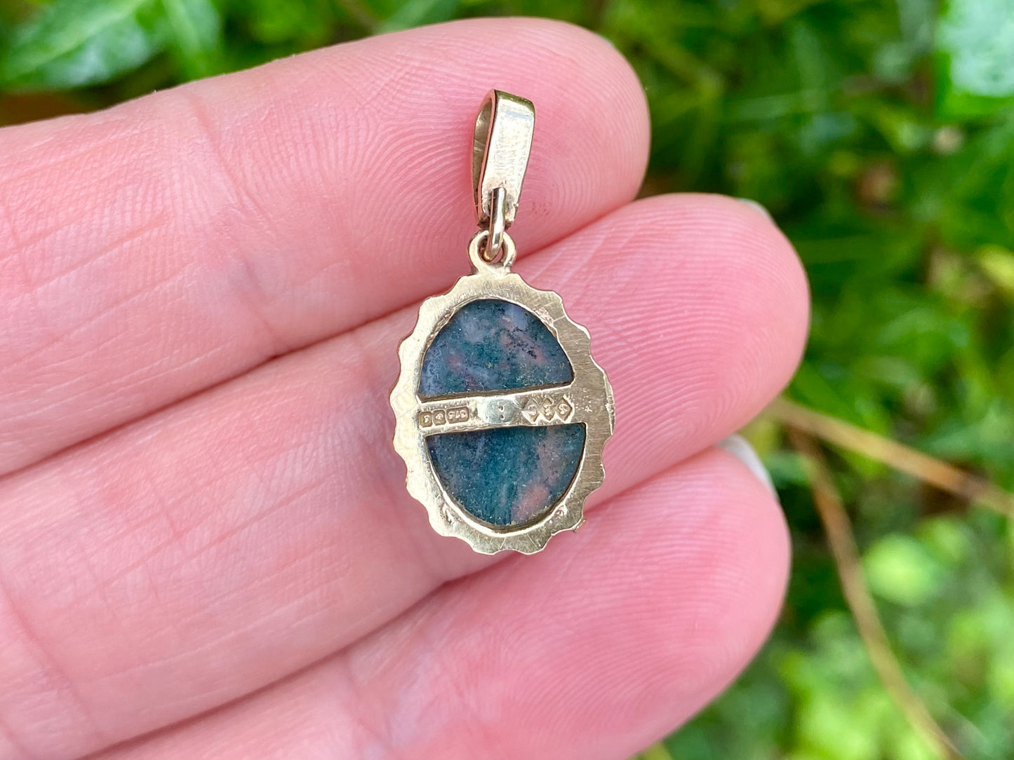 Vintage 9ct Gold Moss Agate Pendant