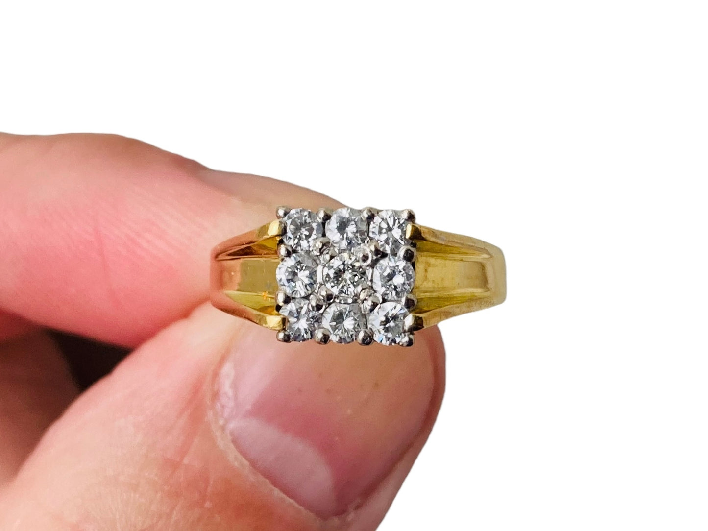 Vintage 18ct Gold Nine-Stone Diamond Ring