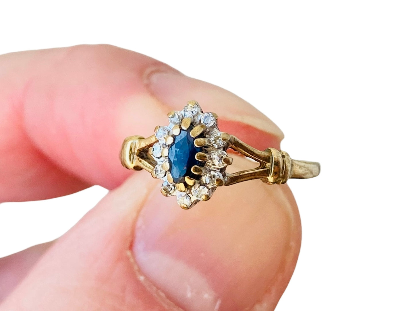 Vintage 9ct Gold Sapphire & Diamond Ring