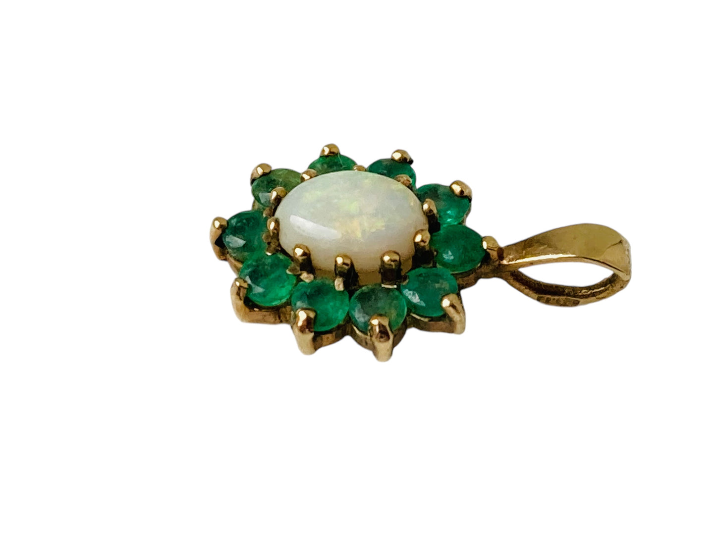 Vintage 9ct Gold Opal & Emerald Pendant