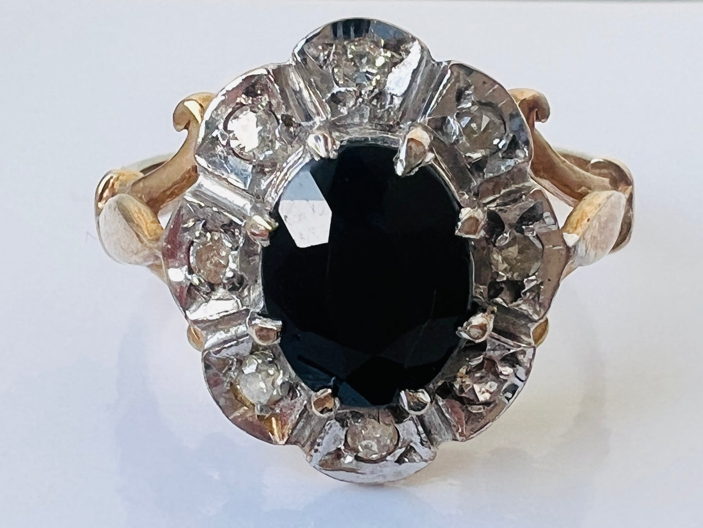 Vintage 9ct Gold Sapphire & Diamond Ring