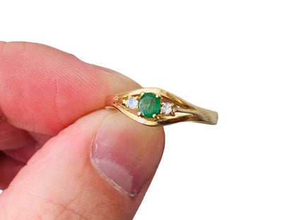 14ct Gold Emerald & Diamond Ring