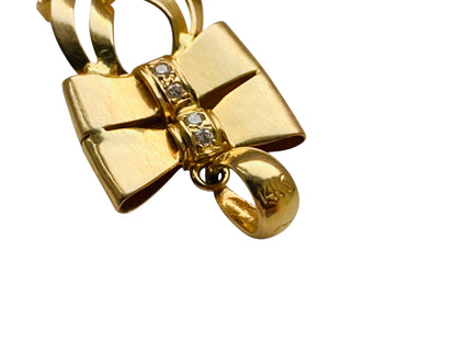 14ct Gold Double Bow Diamond Pendant