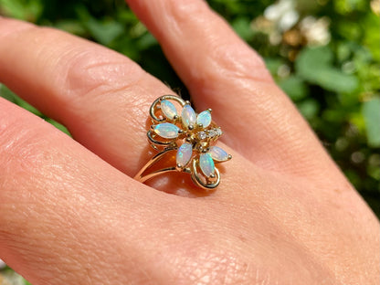 9ct Gold Opal & Diamond Ring
