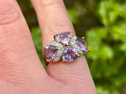 9ct Gold Amethyst & Diamond Ring