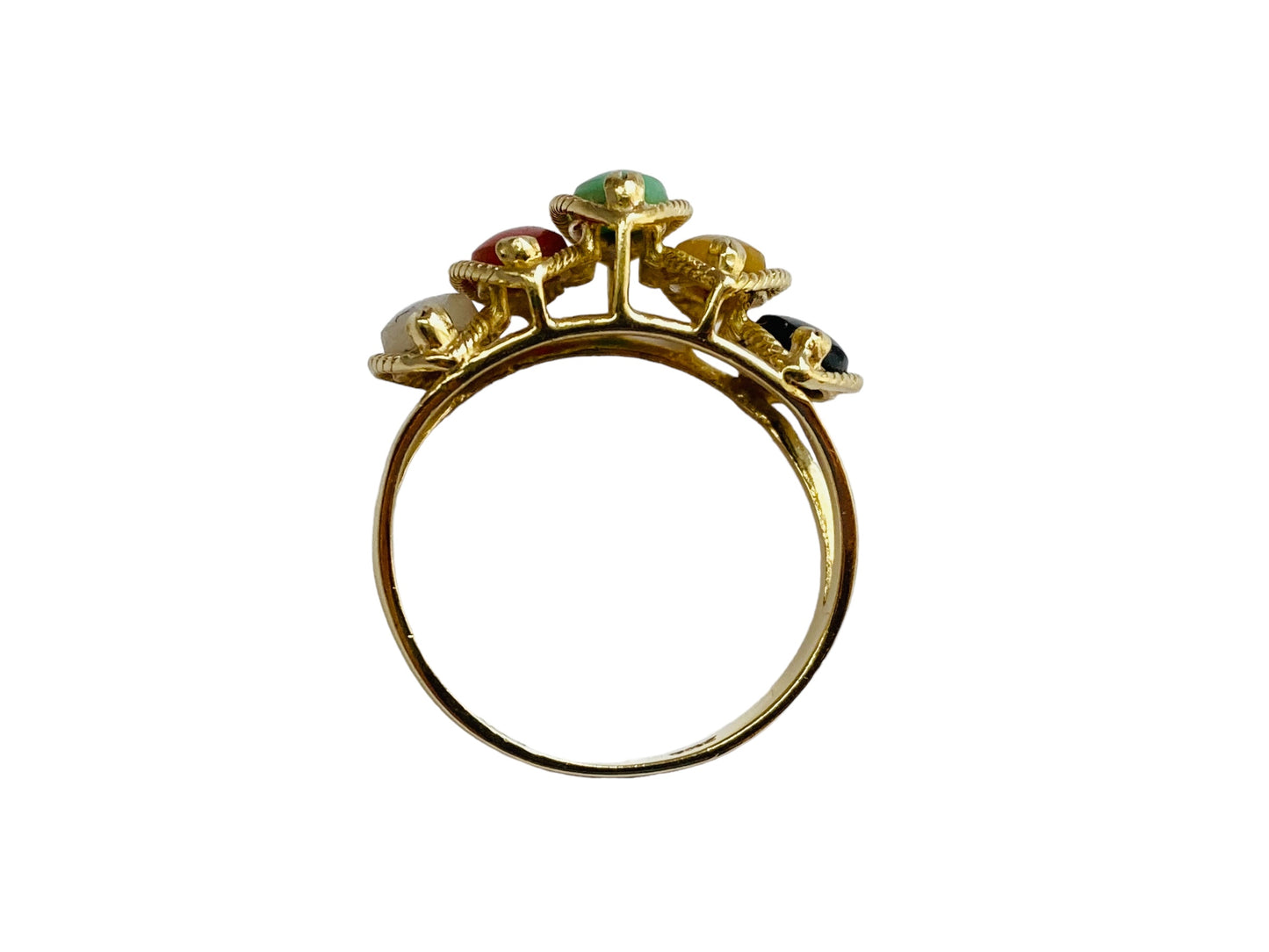 14ct Gold Multi Coloured Jade Ring