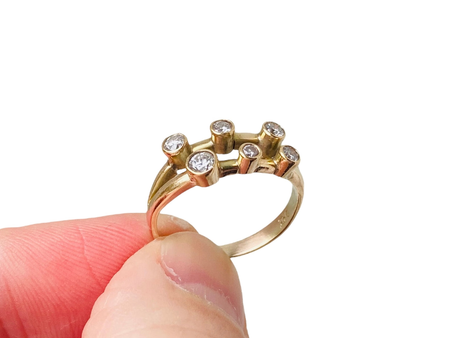 Vintage 9ct Gold Diamond Bubble Ring