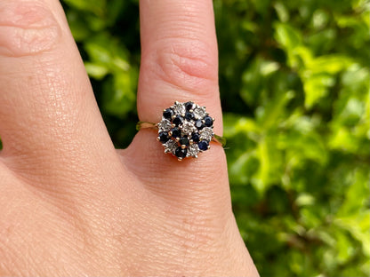 Vintage 9ct Gold Sapphire & Diamond Ring