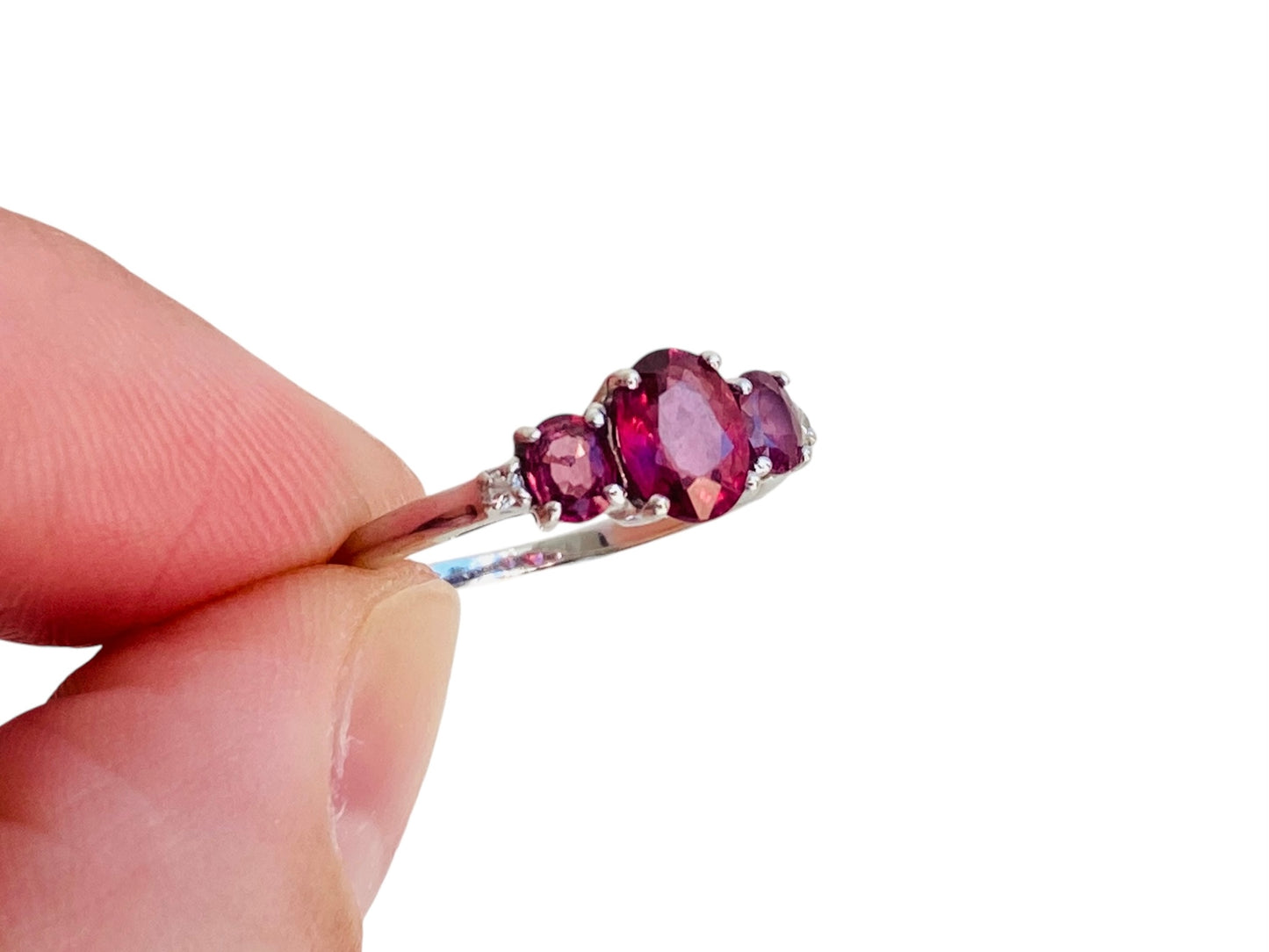 9ct Gold Rhodolite Garnet & Diamond Ring