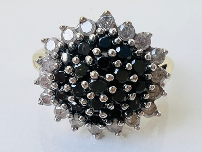 9ct Gold Black & White Diamond Ring