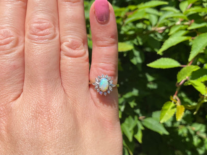 18ct Gold Opal & Diamond Ring