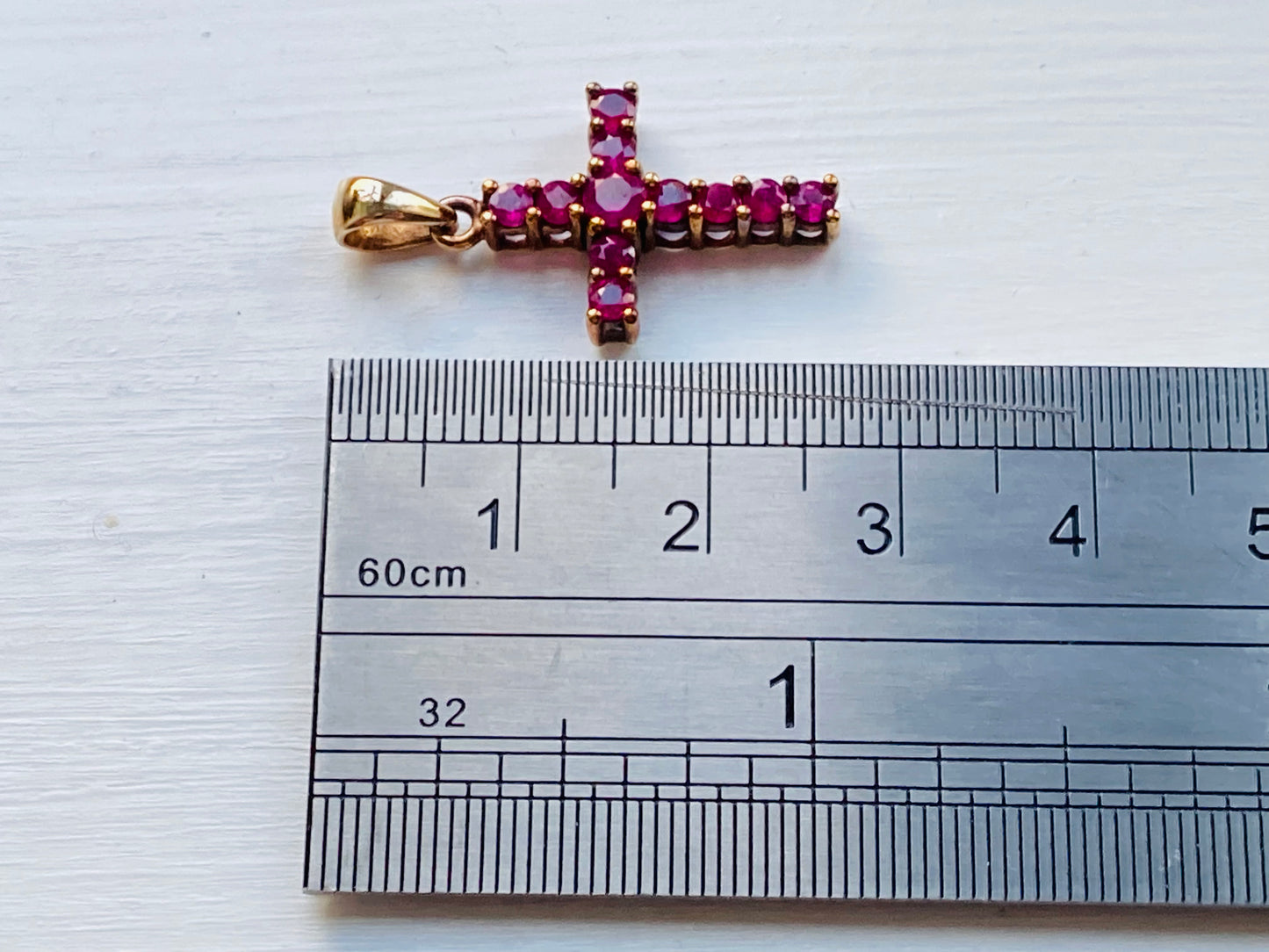 9ct Gold Ruby Cross Pendant