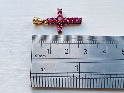 9ct Gold Ruby Cross Pendant