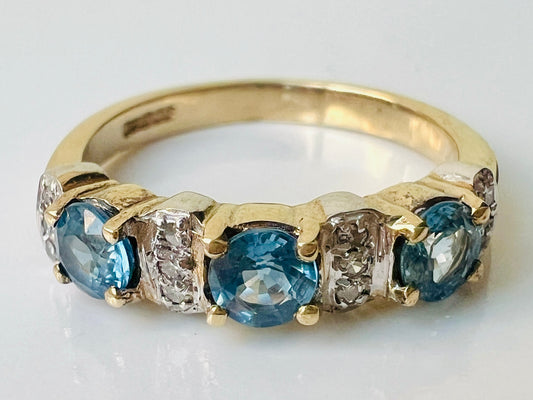 9ct Gold Sapphire & Diamond Ring