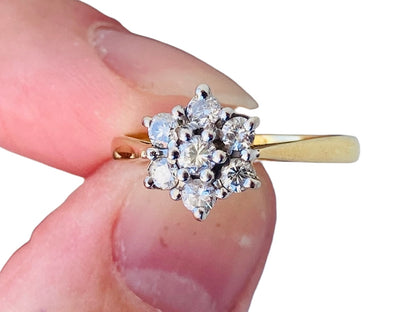 Vintage 18ct Gold 0.50ct Diamond Daisy Ring