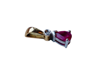 9ct Gold Ruby & Diamond Heart Pendant