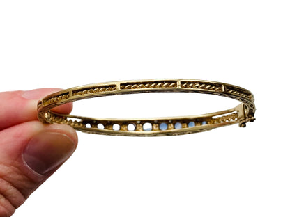 9ct Gold Sapphire & Diamond Bangle