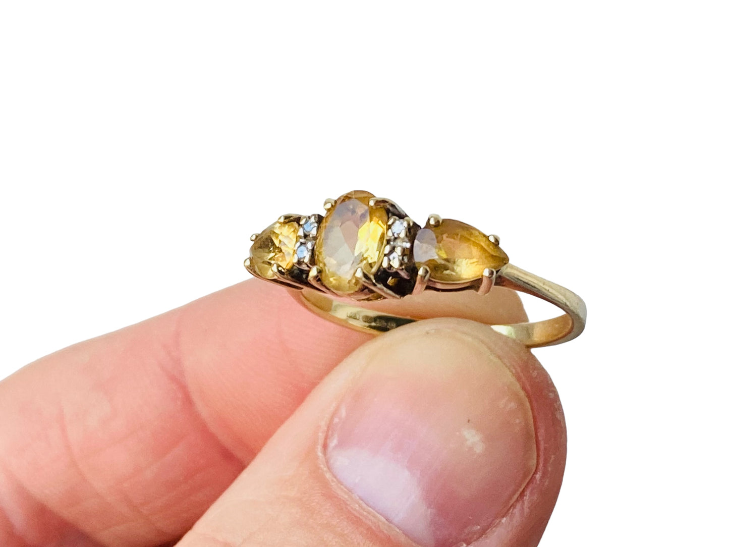 9ct Gold Citrine & Diamond Ring