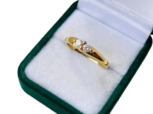 Vintage 18ct Gold Diamond Toi Et Moi Ring