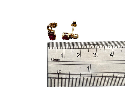 9ct Gold Ruby & Diamond Earrings