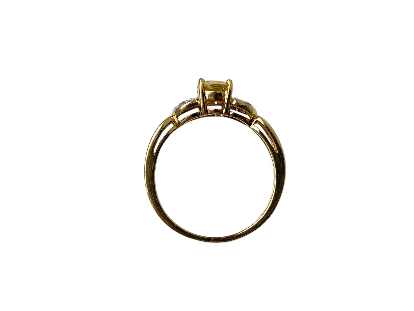 9ct Gold Yellow Fluorite & Diamond Ring