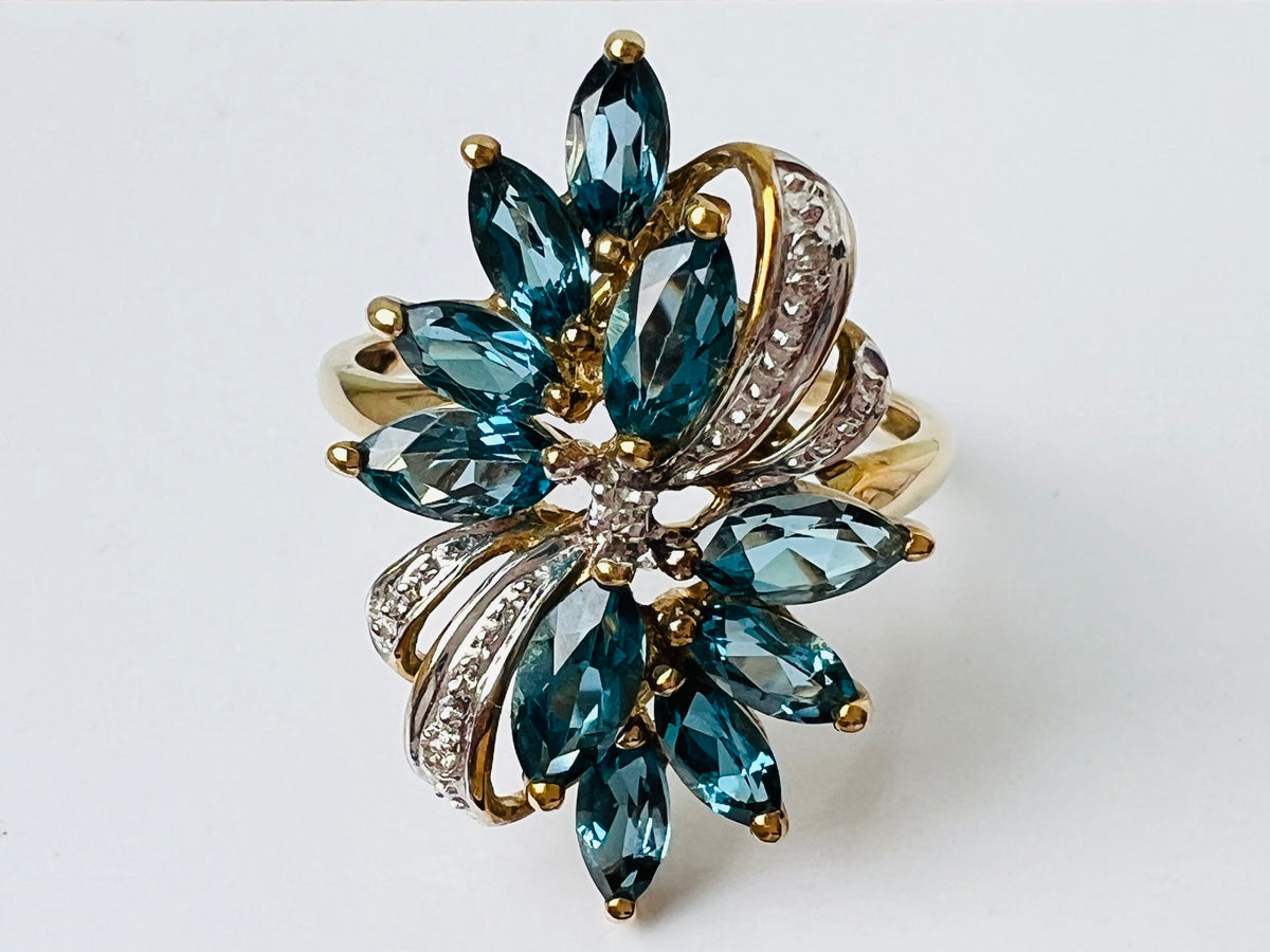 9ct Gold Topaz & Diamond Ring