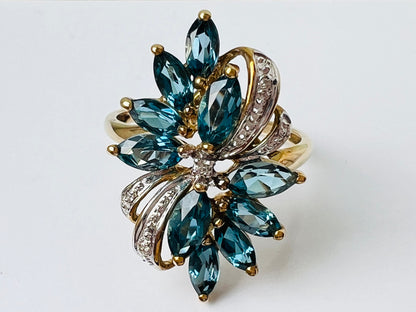 9ct Gold Topaz & Diamond Ring