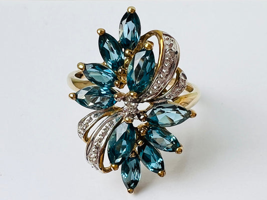 9ct Gold Topaz & Diamond Ring