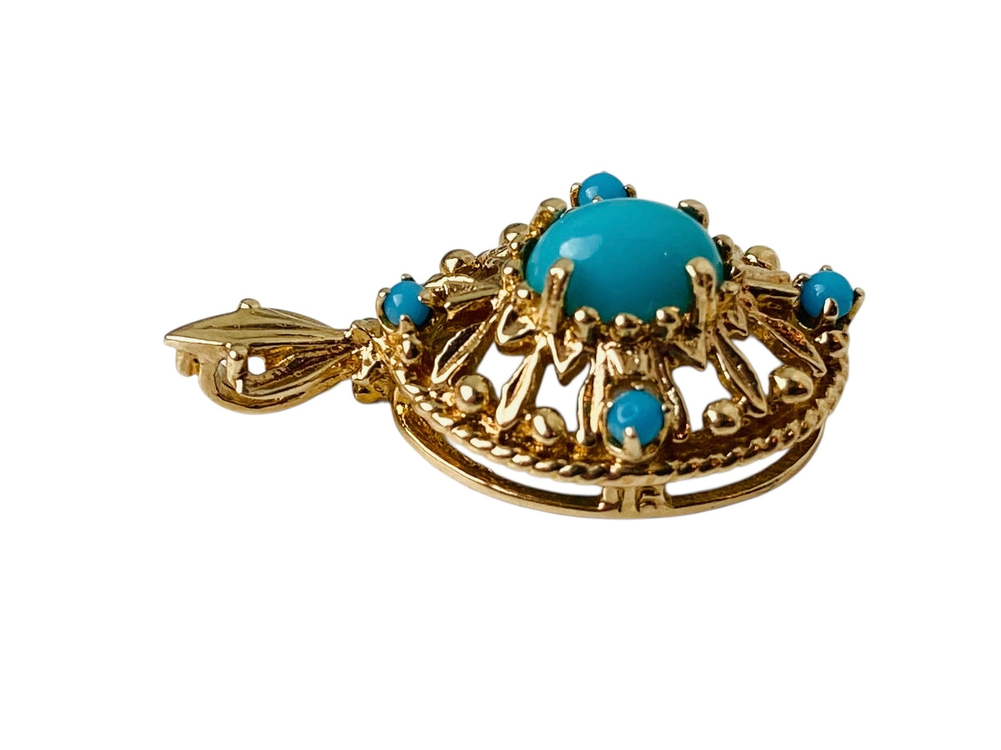 Vintage 9ct Gold Turquoise Pendant