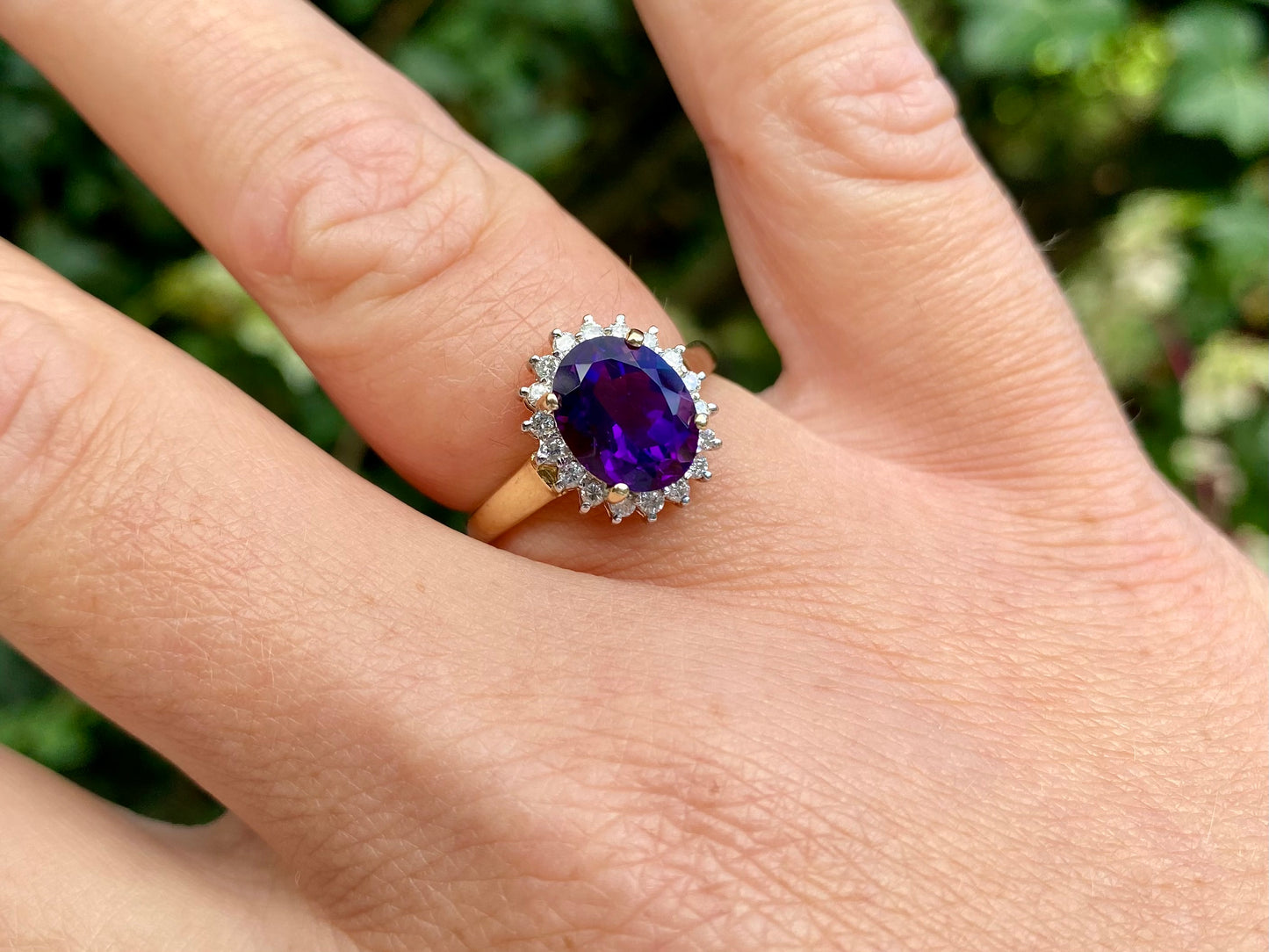 9ct Gold Amethyst & Diamond Ring