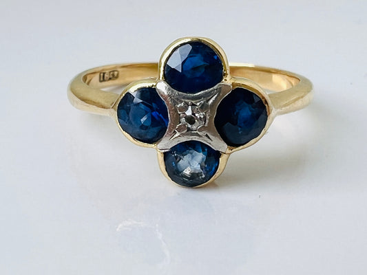 Antique 18ct Gold Sapphire & Diamond Ring