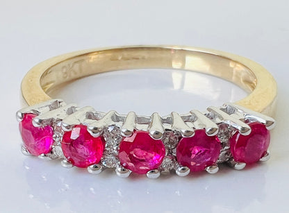 9ct Gold Pink Ruby & Diamond Ring