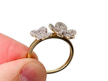 9ct Gold Diamond Flower & Butterfly Ring