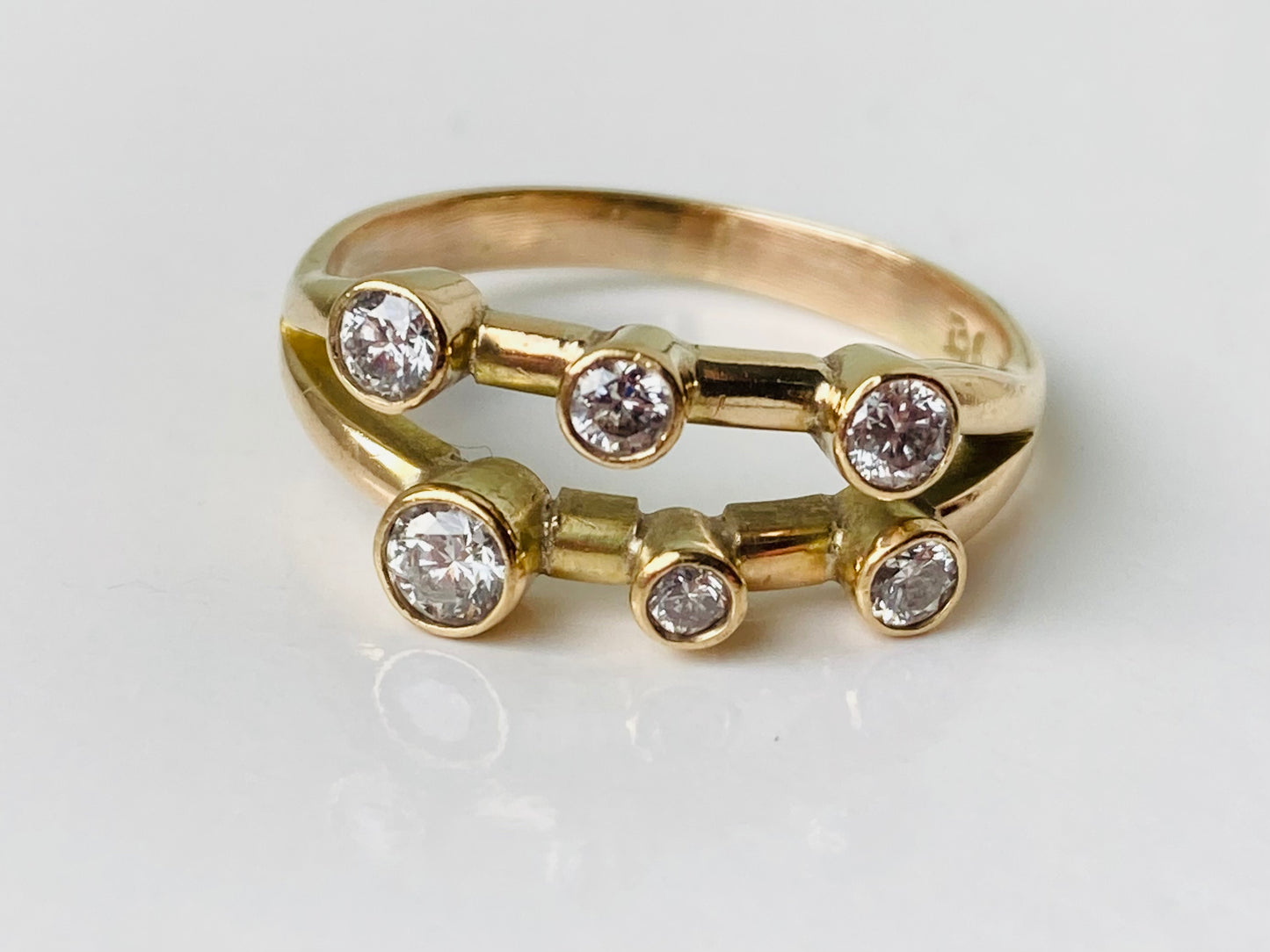 Vintage 9ct Gold Diamond Bubble Ring