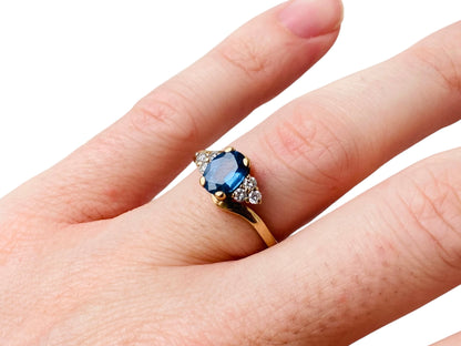 Vintage 9ct Gold Sapphire & Diamond Ring