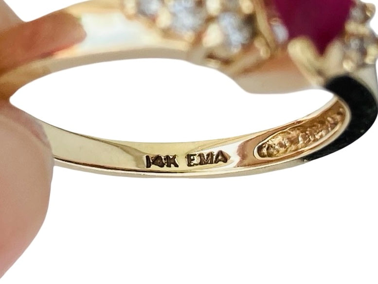 14ct Gold Ruby & Diamond Ring