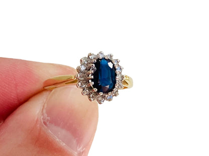 Vintage 18ct Gold Sapphire & Diamond Ring