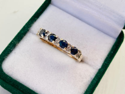 Vintage 9ct Gold Sapphire & Diamond Ring