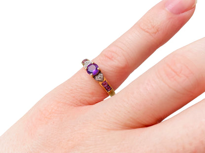 9ct Gold Amethyst & Diamond Ring