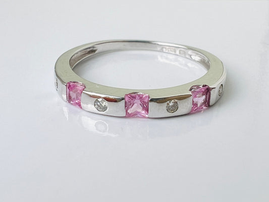 9ct Gold Pink Sapphire & Diamond Ring