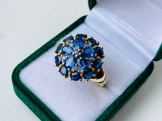 9ct Gold Sapphire & Blue Topaz Cluster Ring