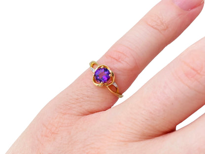 9ct Gold Amethyst & Diamond Ring