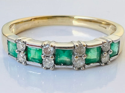 9ct Gold Emerald & Diamond Ring