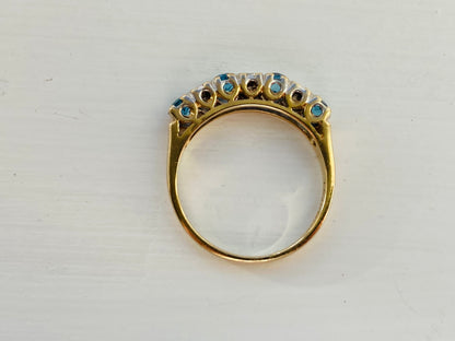 Vintage 9ct Gold Topaz & Diamond Ring