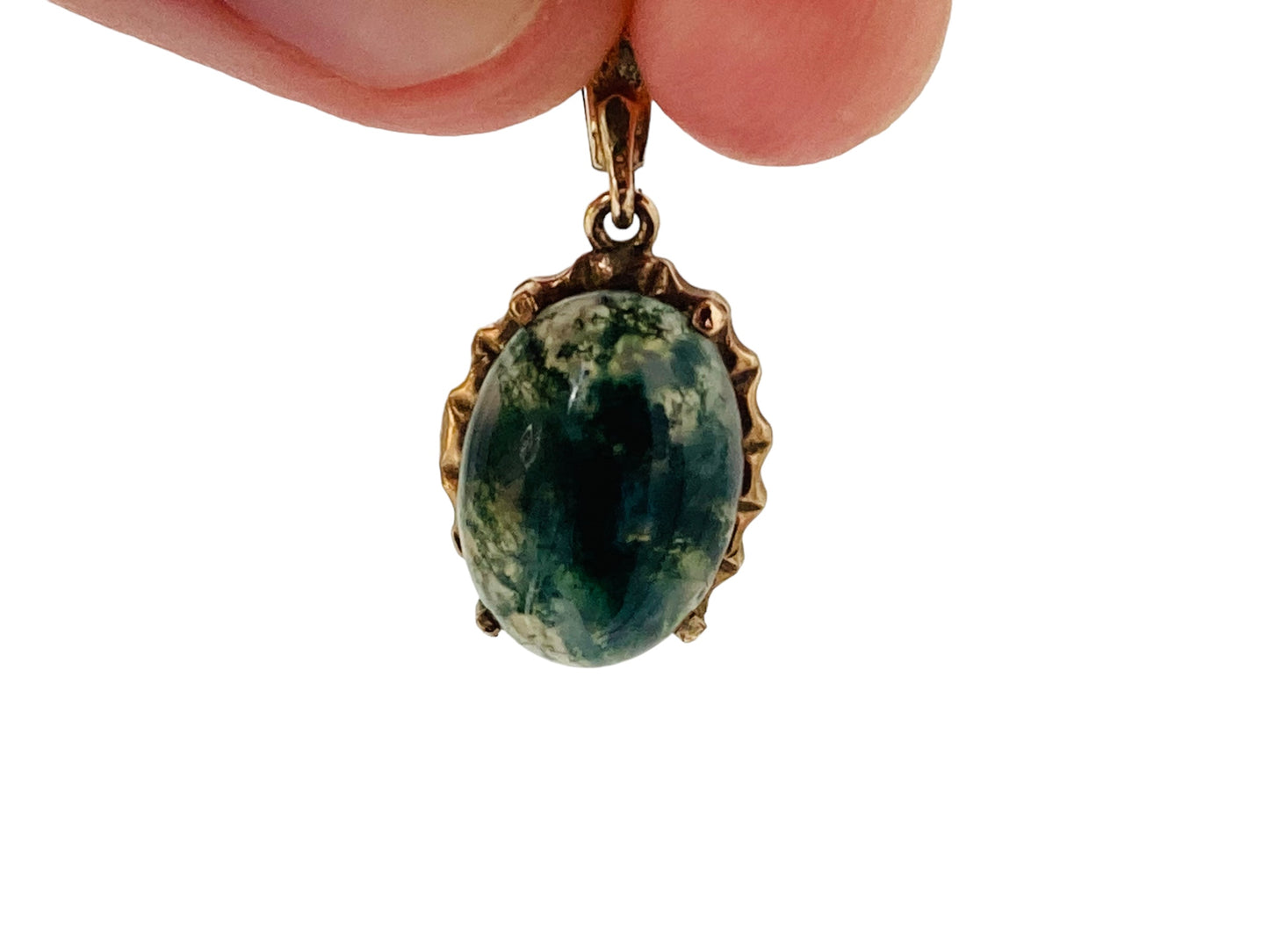 Vintage 9ct Gold Moss Agate Pendant