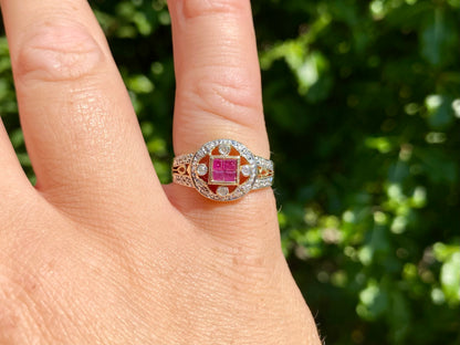 9ct Gold Ruby & Diamond Ring