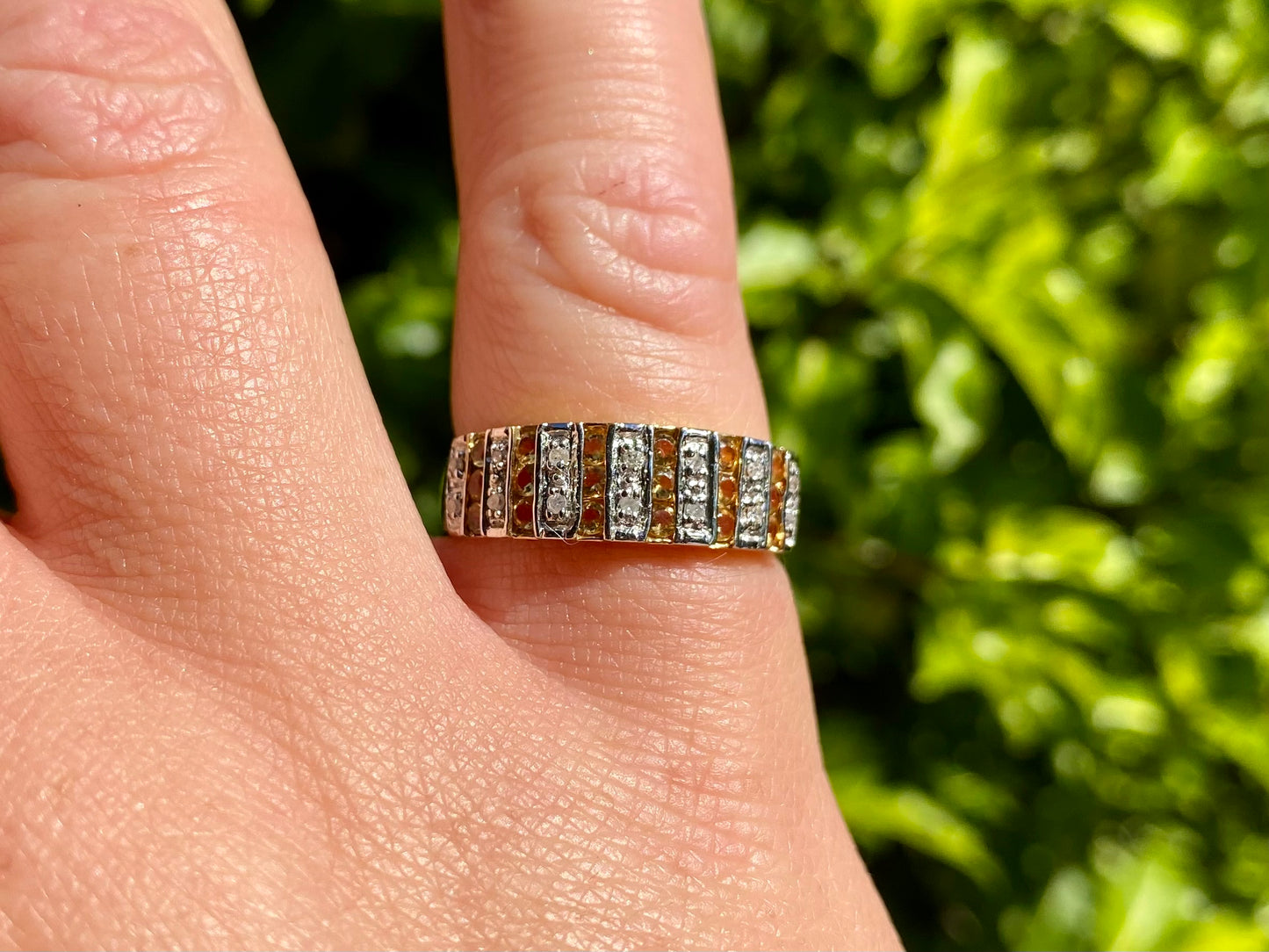 9ct Gold Citrine & Diamond Ring