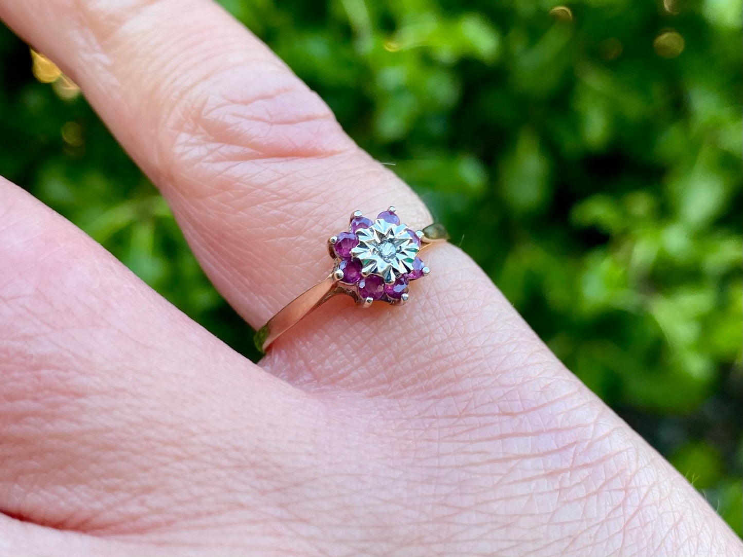 Vintage 9ct Gold Ruby & Diamond Ring